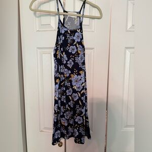 Floral Sleeveless Navy Dress